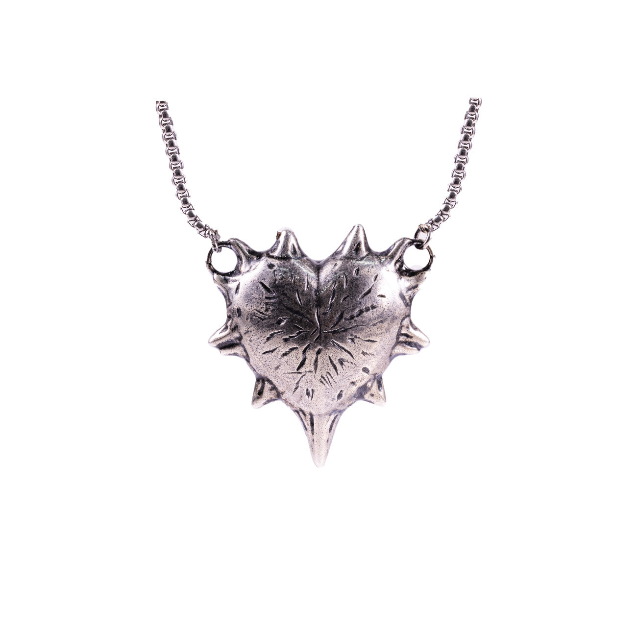 Edgy Silver Heart Necklace