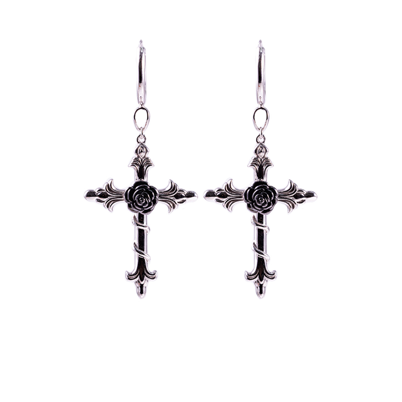 Rose Cross Earrings