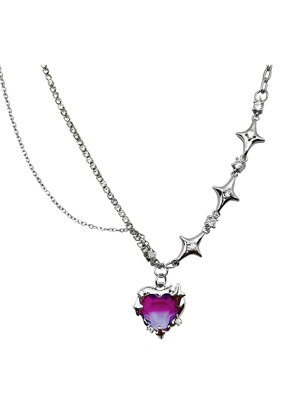 Gradient Blue and Pink Heart-shaped Necklace