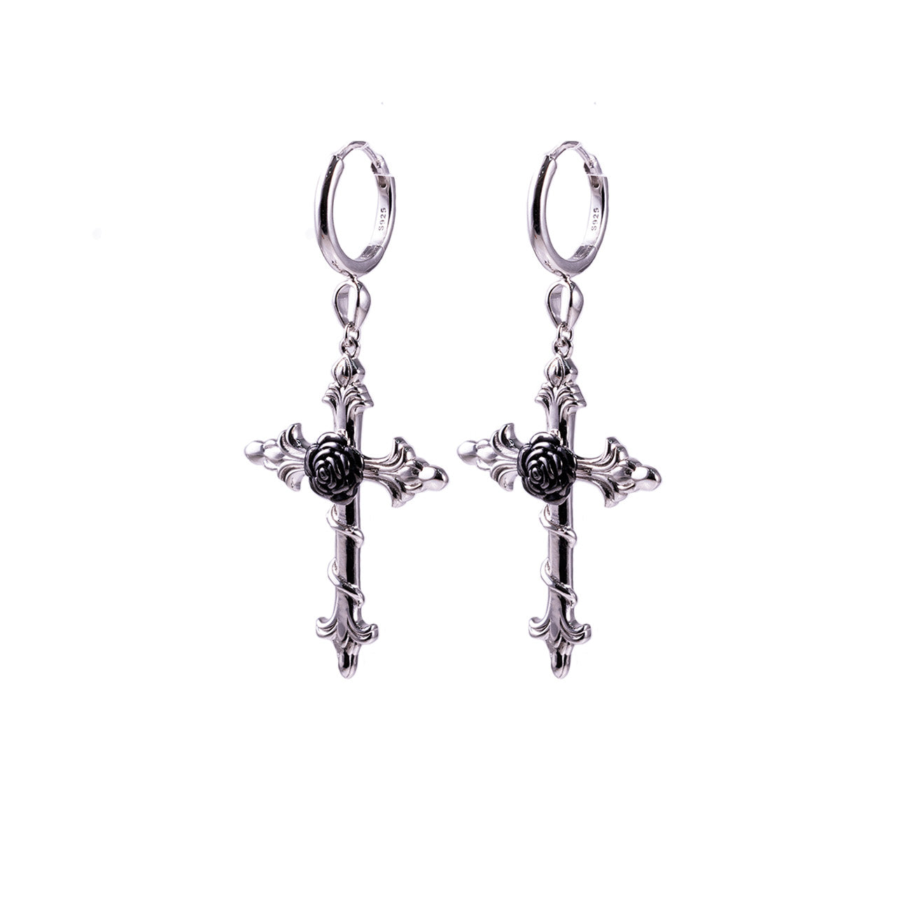 Rose Cross Earrings