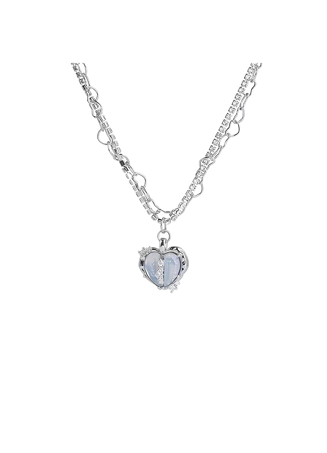 Heart-shaped Necklace With Micro Inlaid Cubic Zirconias