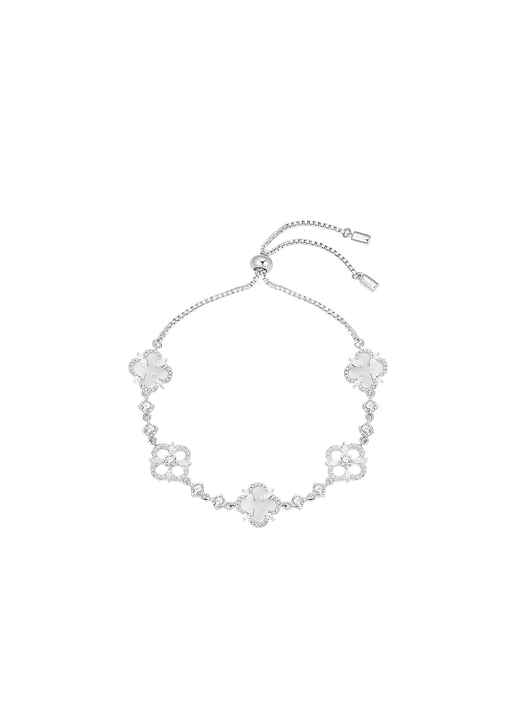 Four Petal Flower-shaped Bracelet Inlaid With Cubic Zirconias