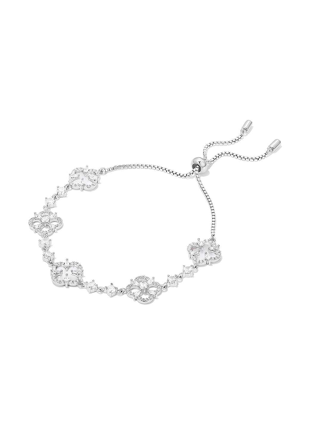 Four Petal Flower-shaped Bracelet Inlaid With Cubic Zirconias