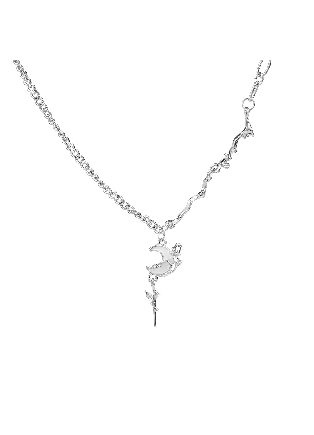Crescent Rose Cross Necklace