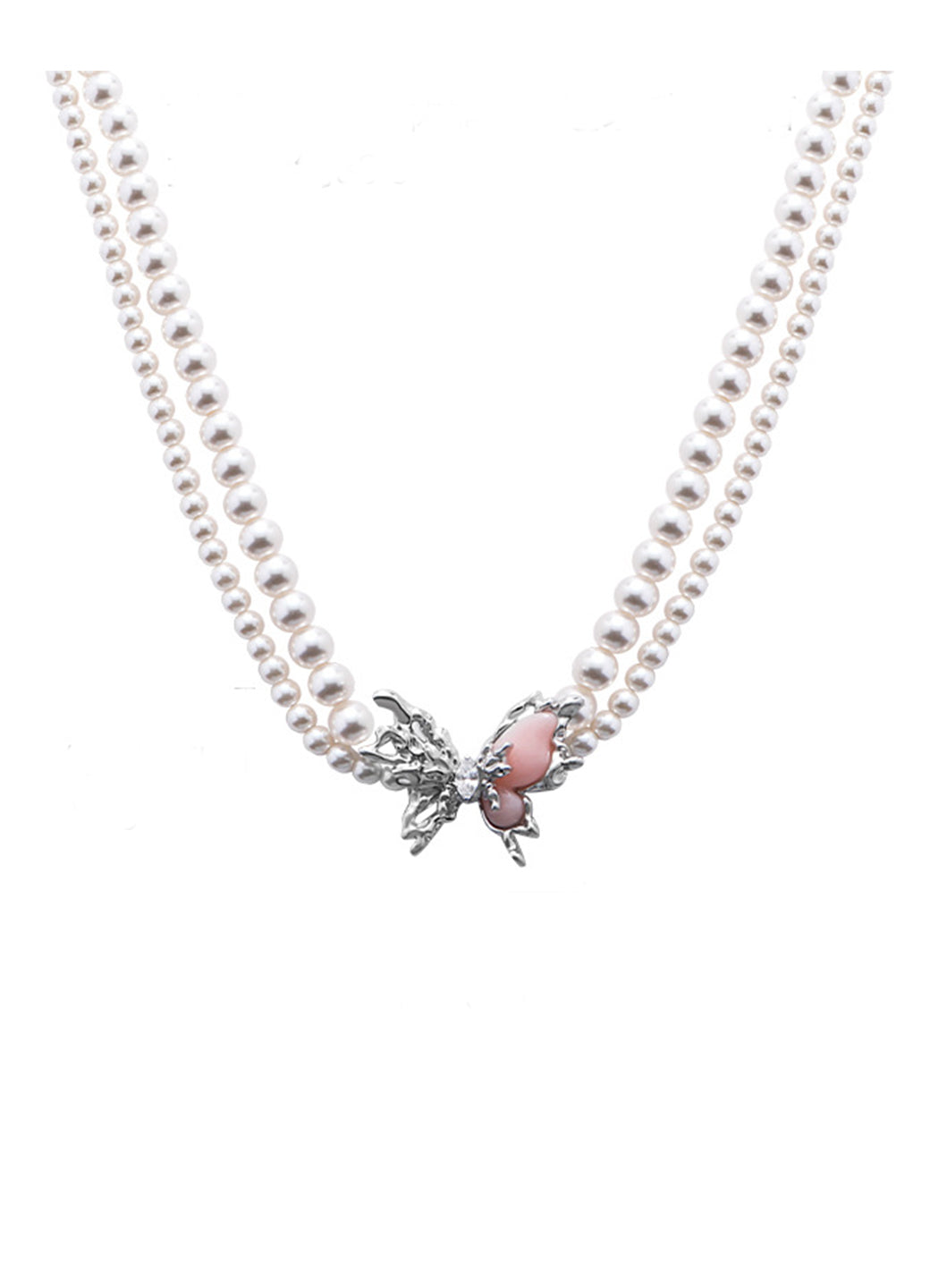 Romantic Barbie Pink Butterfly Necklace