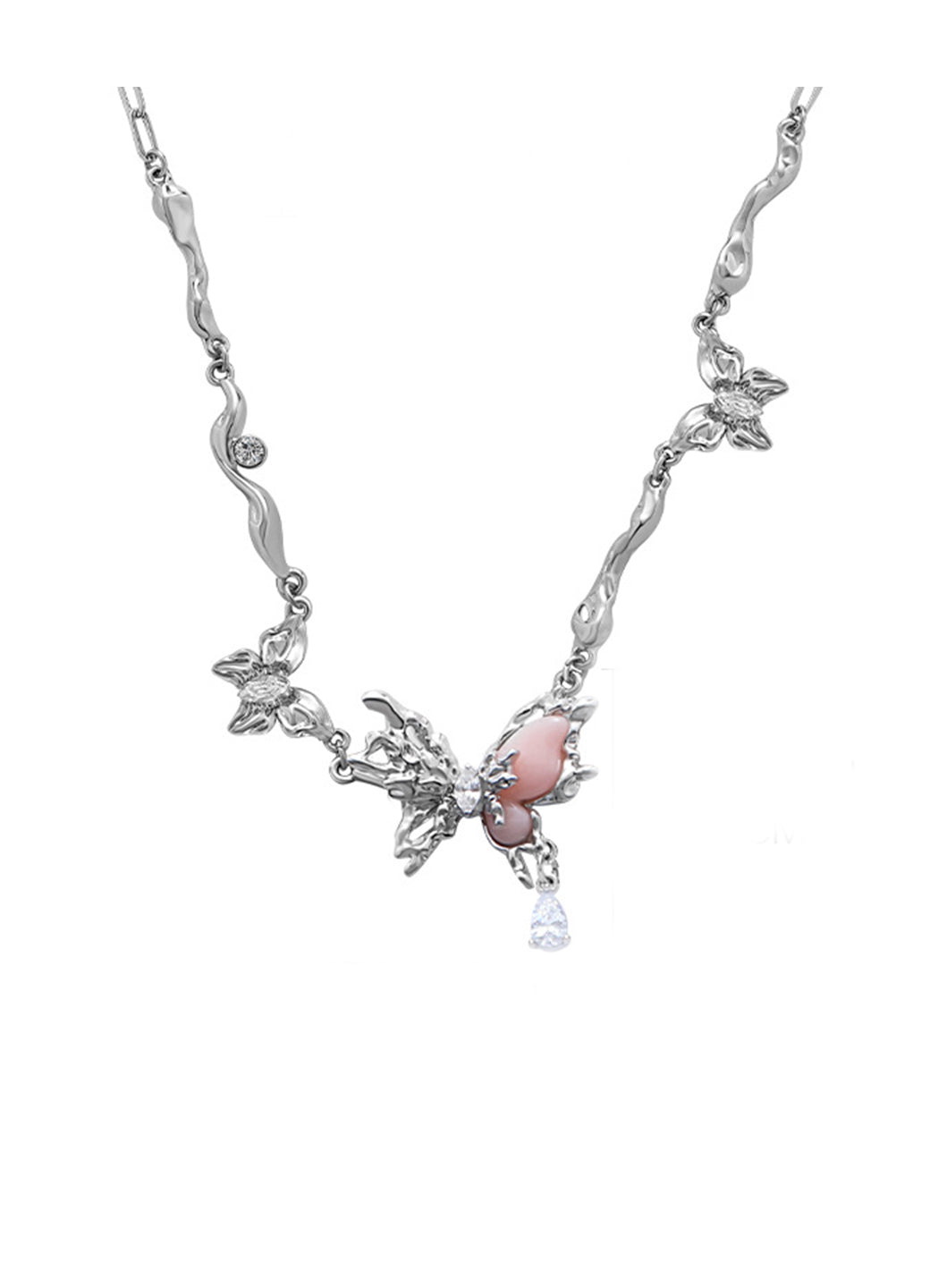 Romantic Barbie Pink Butterfly Necklace