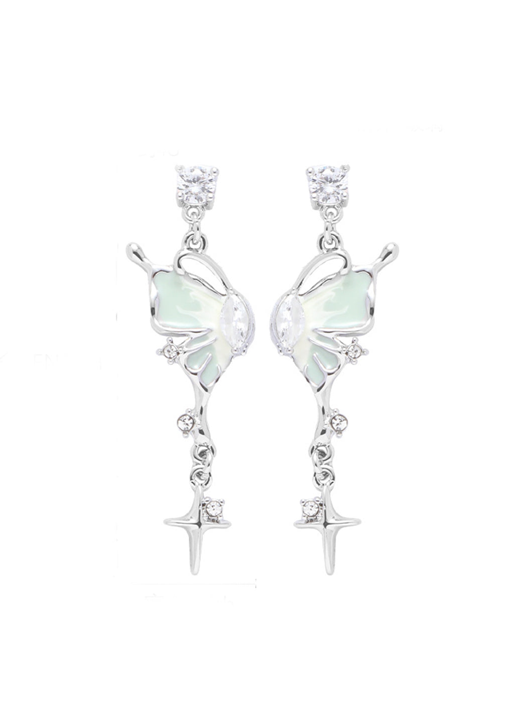 Mint Green Butterfly Earrings