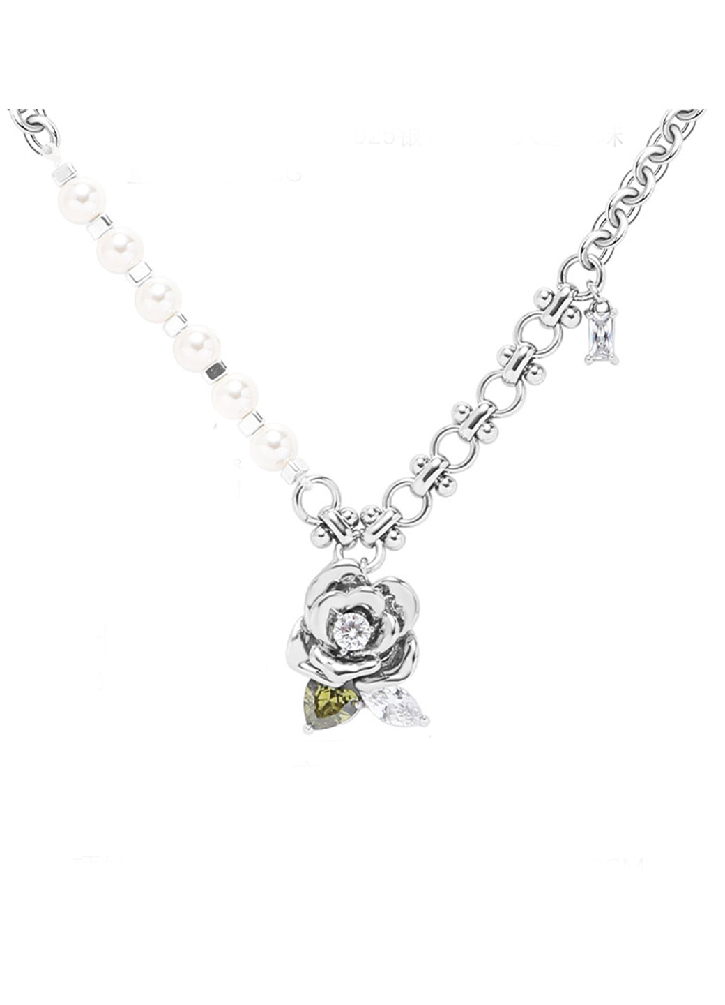 Green Leaf Rose Necklace