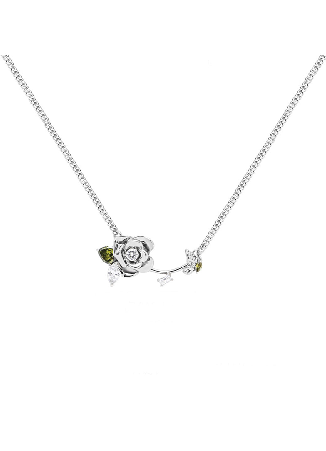 Green Leaf Rose Necklace