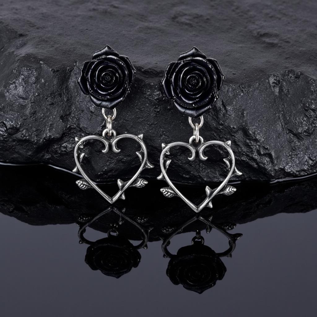 Rose Heart Earrings