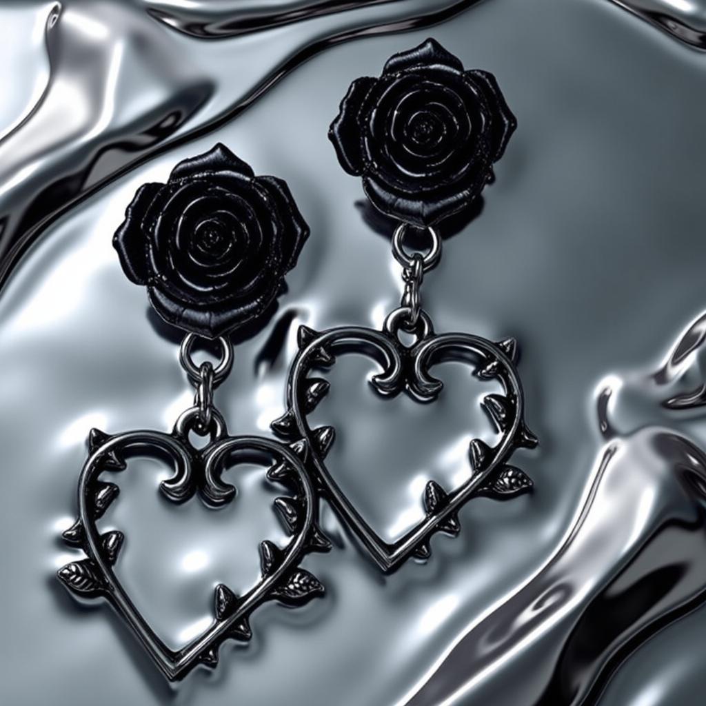 Rose Heart Earrings