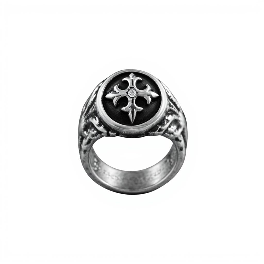Fleur De Lis Cross Ring