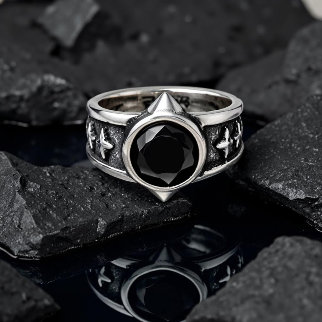 Black Rivet Ring