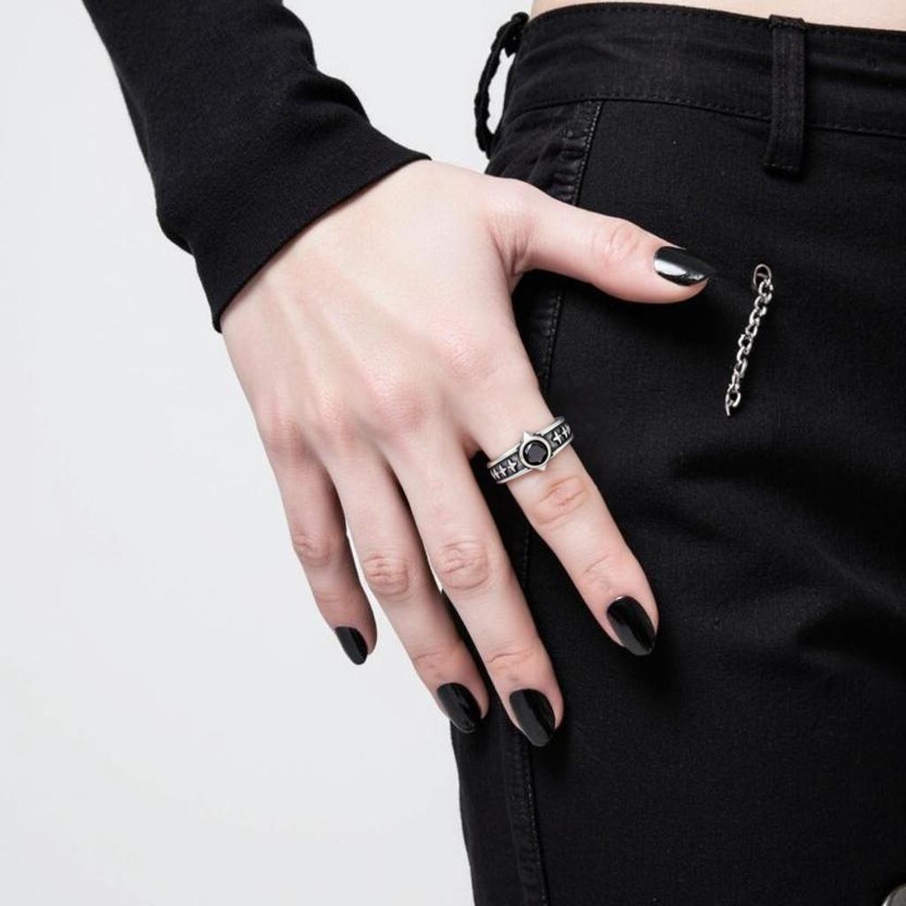 Black Rivet Ring