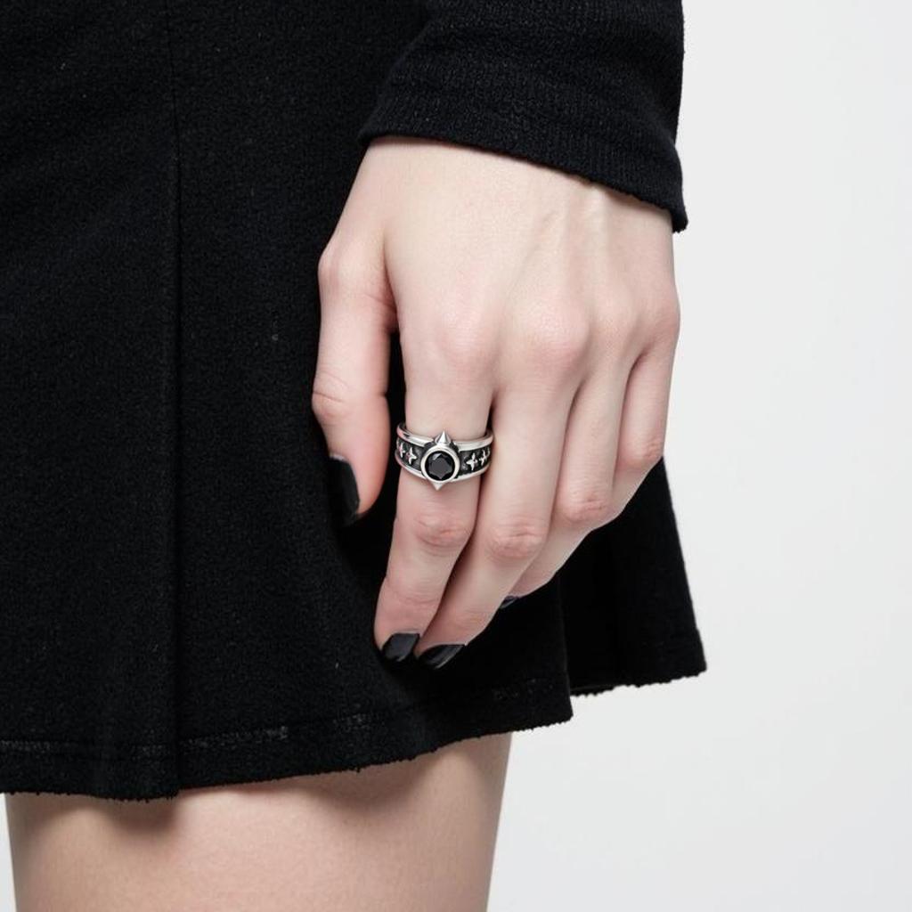 Black Rivet Ring