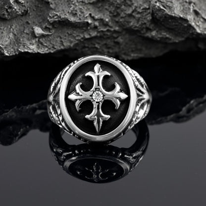 Fleur De Lis Cross Ring