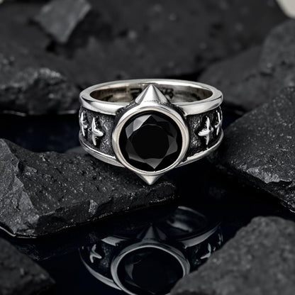 Black Rivet Ring